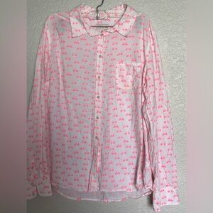 Merona Pink Bicycle Print Casual Shirt caja 7